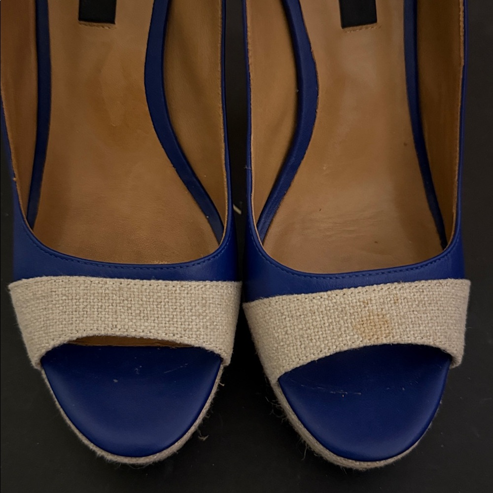 Ann Taylor Royal Blue Espadrille Platform Sandals with Ankle Strap - Picture 10 of 12
